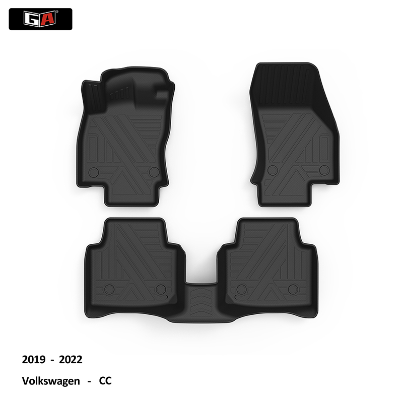 Auto Floor Mats for Volkswagen CC TPE Foot Mats All Weather Car Rugs Black