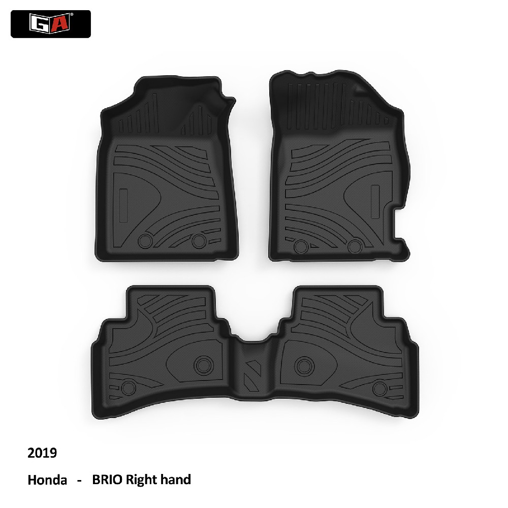 GA Luxury Custom 3 Pieces TPE Carpet Car Floor Mats Easy to Clean for Honda BRIO 2019