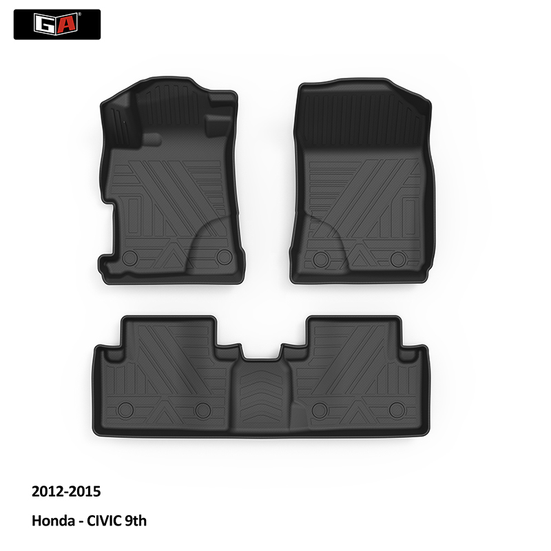 GA 3-Piece Black Car Floor Mat Car Mat Carpet Durable for Honda Waterproof Foot Mat