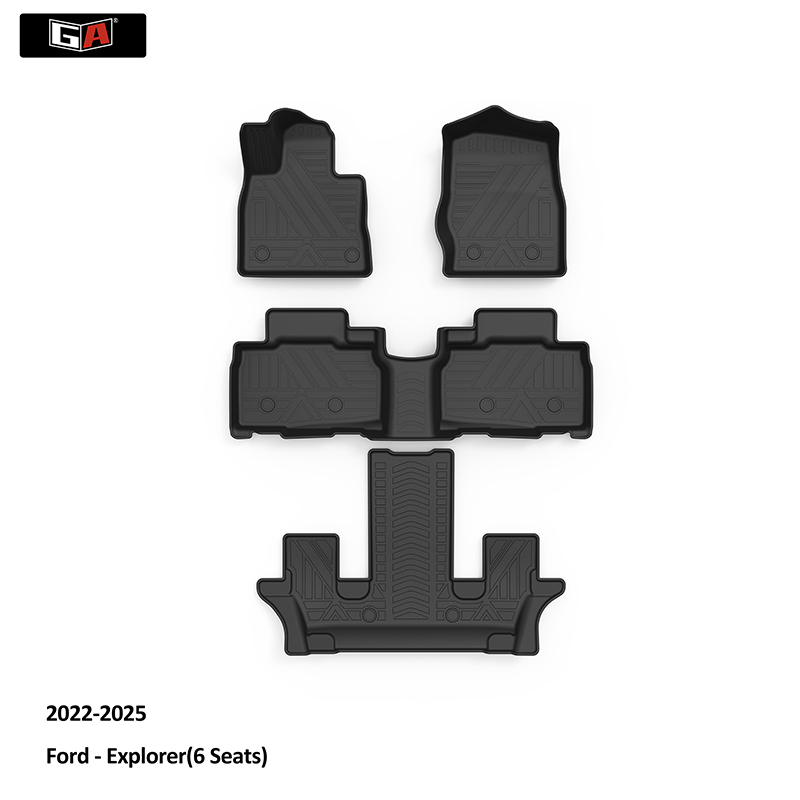 Luxury TPE Foot Mat Anti-Slip Druble for 6 Seats Ford Explorer 2022-2025 Odorless Car Mat