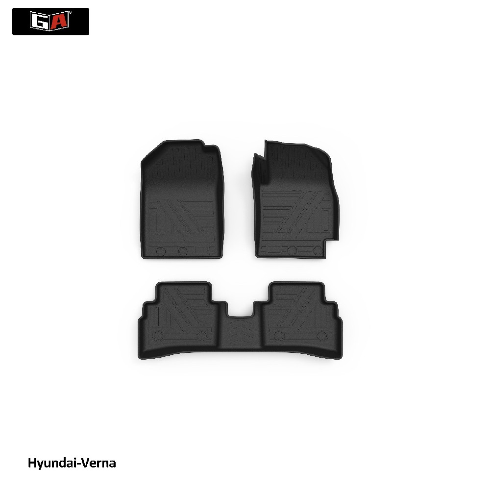 GA Luxury Full Set 3D TPE Mat for Hyundai Verna All Season Car Interior Accessories Floor Foot Mats