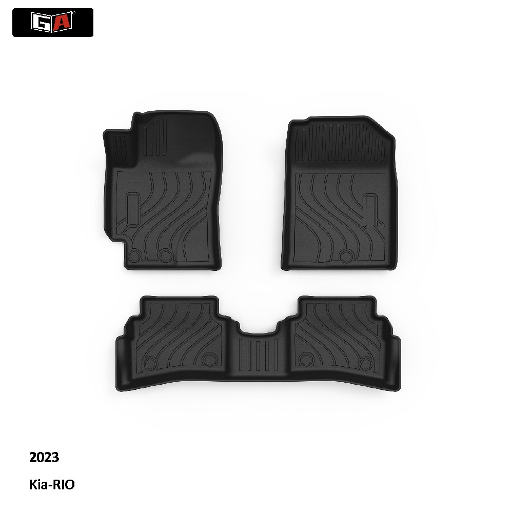 GA Car Floor Mats Fit for KIA-RIO TPE All Weather Custom Fit Floor Liner Full Set Trunk Black