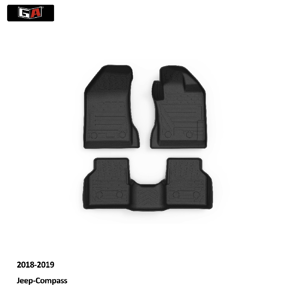GA Wearable Car Interior Accessories Floor Foot Mats 3D TPE Mat for 2018-2019 Jeep Compass