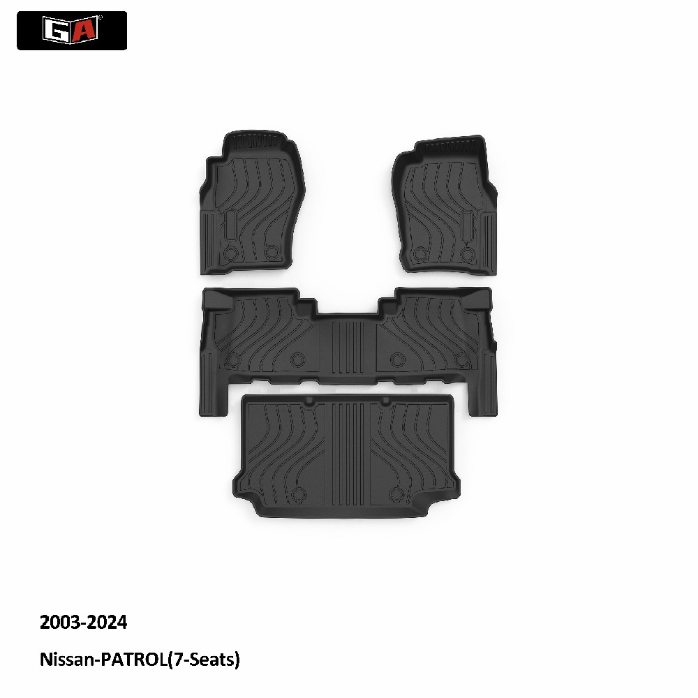 Full Set 3D TPE Car Mats Carpet Rug Mats for 2003-2024 Nissan PATROL 7Seats