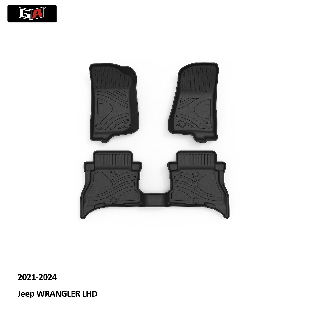 GA Luxury 3D TPE Car Floor Mats Perfect Fit for Jeep WRANGLER 2021-2024 Anti Slip Car Mats