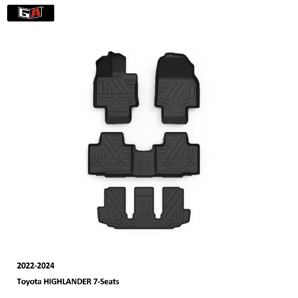GA TPE Car Floor Mats Perfect Fit for Toyota HIGHLANDER 2022-2024 Anti Slip All-weather Mats