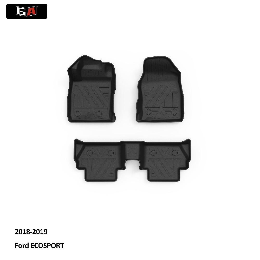 GA Luxury 3D TPE ECO Car Mats Fit for Ford ECOSPORT 2018-2019 Non Slip Car Floor Mats