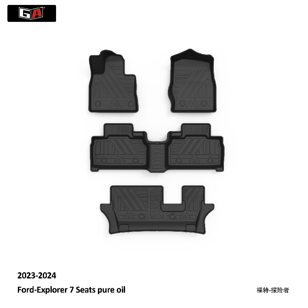 GA Luxury 3D4D5D TPE Car Mats for Ford-Explorer 7 Seats 23-24 All Weather TPE Car Floor Mats