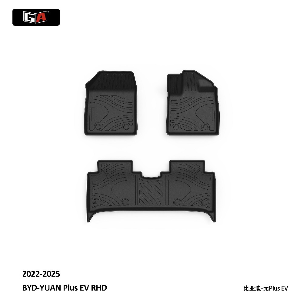 GA TPE Car Mats Luxury Anti-Slip Wear-Resistant TPE Floor Mats for BYD-YUAN PLUS EV RHD 22-25