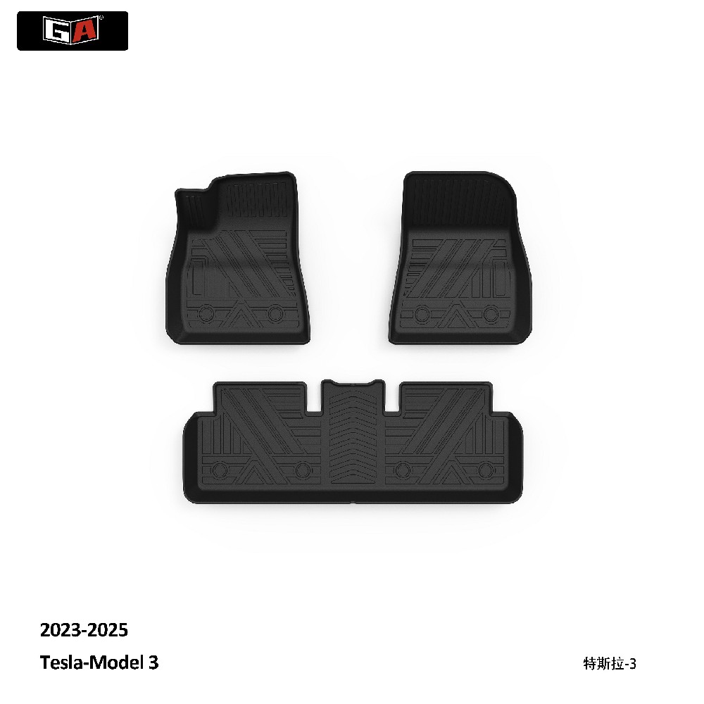 GA Eco-friendly 3D TPE Mat Fit for Tesla Model3 2023-2025 Non Slip Easy-clean Car Floor Mats