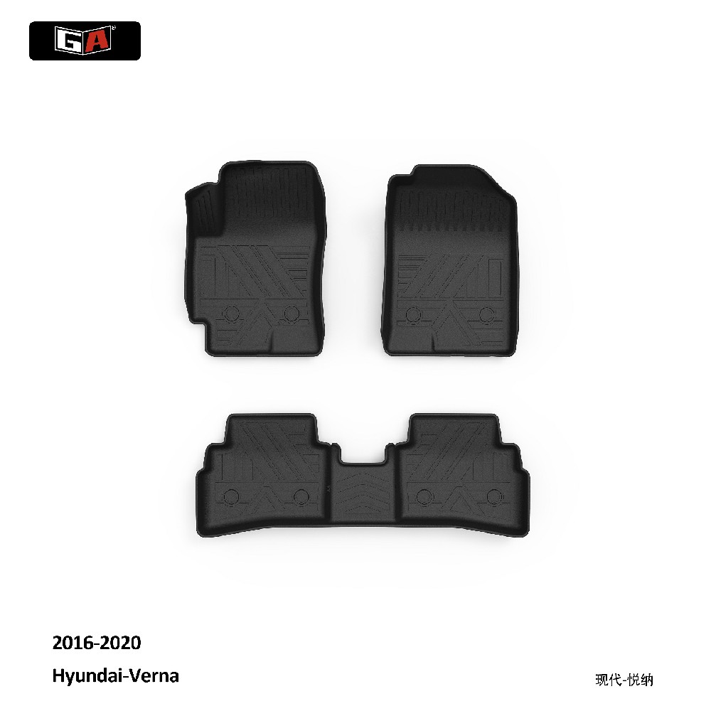 GA Eco 3D TPE Mat Perfect Fit for Hyundai Verna 2016-2020 Full Set Non Slip Car Floor Mat