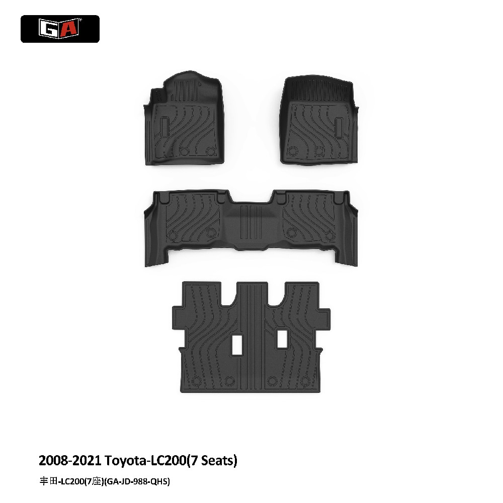 GA 3D TPE Odorless Car Mat Fit for Toyota LC200 7 Seats 2008-2021 Non Slip Floor Mat