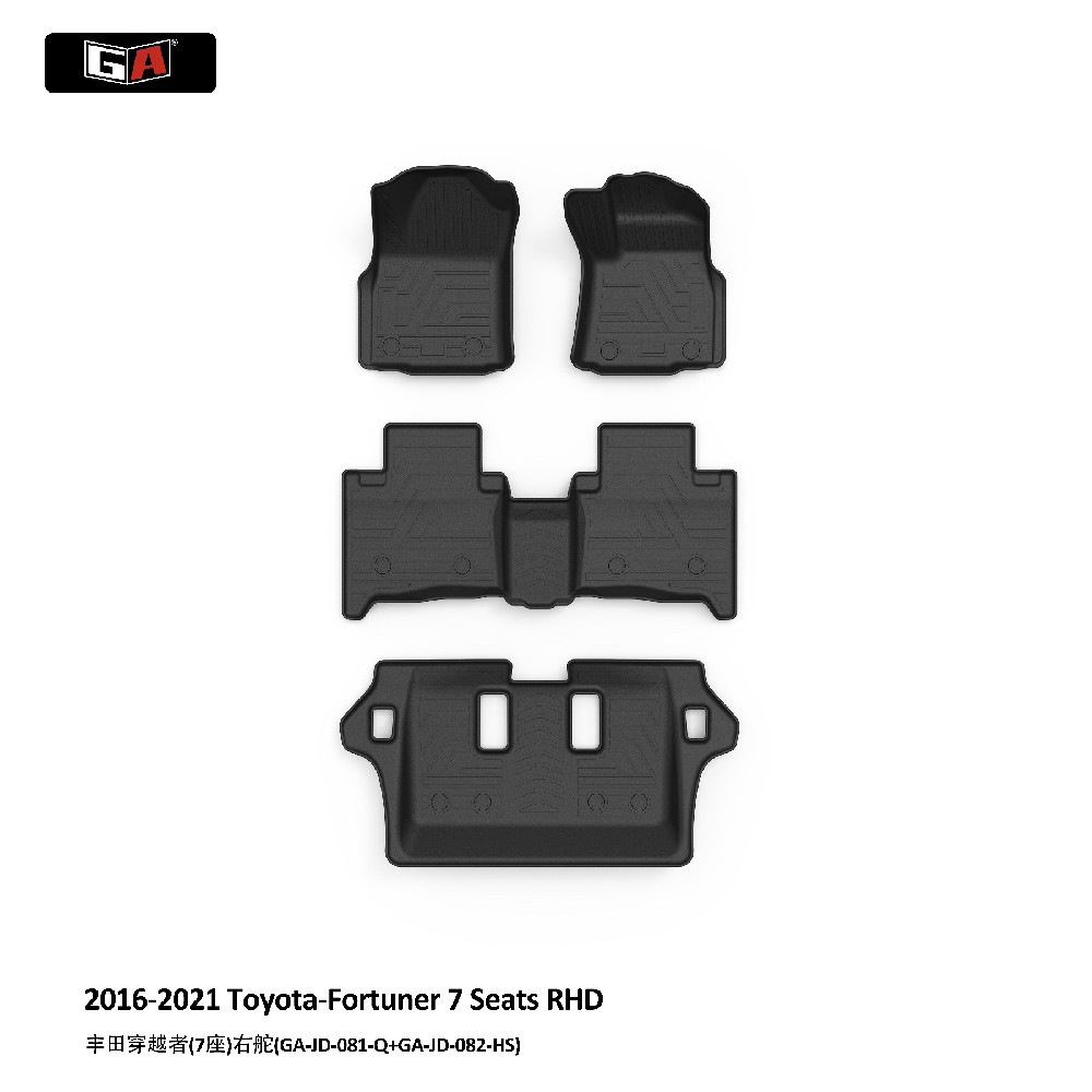 GA TPE Odorless Car Mat for Toyota Fortuner 7 Seats RHD 2016-2021 Non Slip Floor Mat