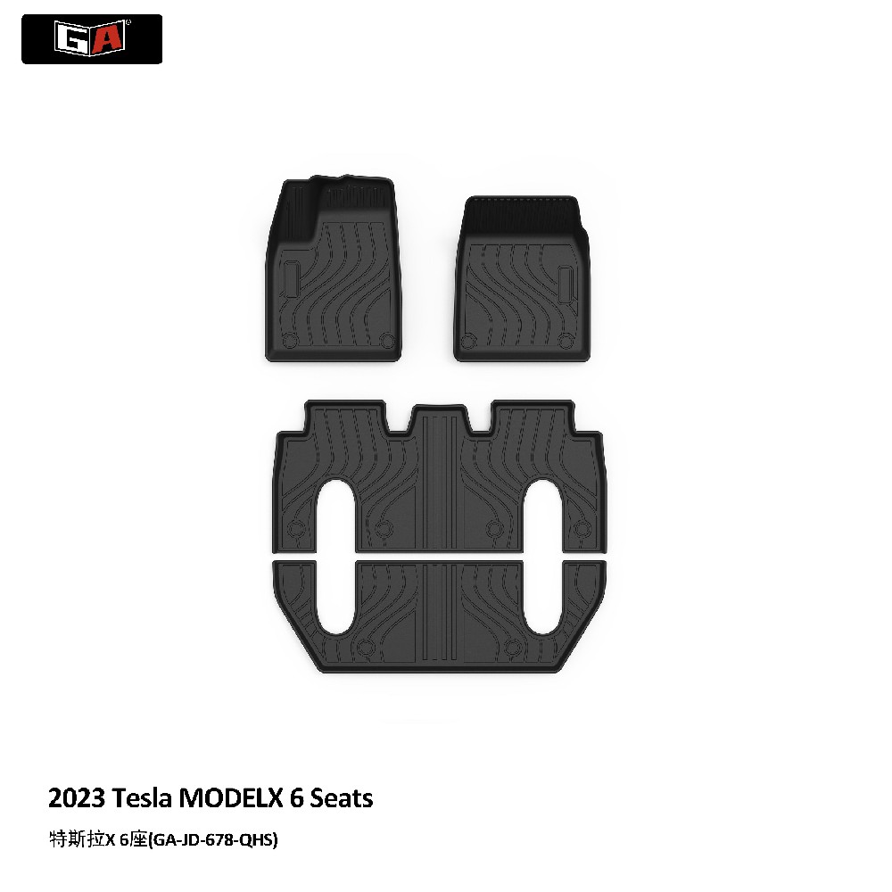 GA 3D TPE ECO Mat Fit for Tesla MODELX 6 Seats 2023 Non Slip Car Floor Mats