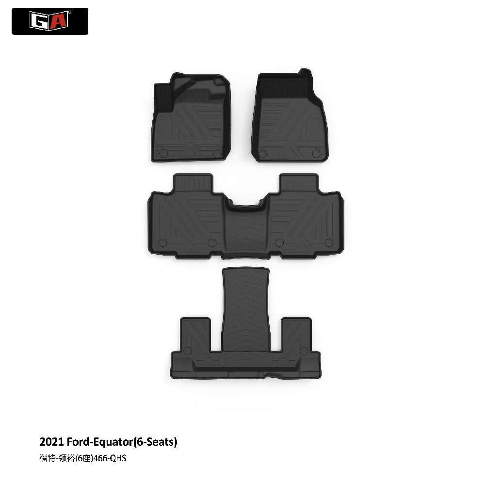 GA 3D TPE ECO Mat Fit for Ford EQUATOR 6 Seats 2021 Non Slip Easy-clean Floor Mats