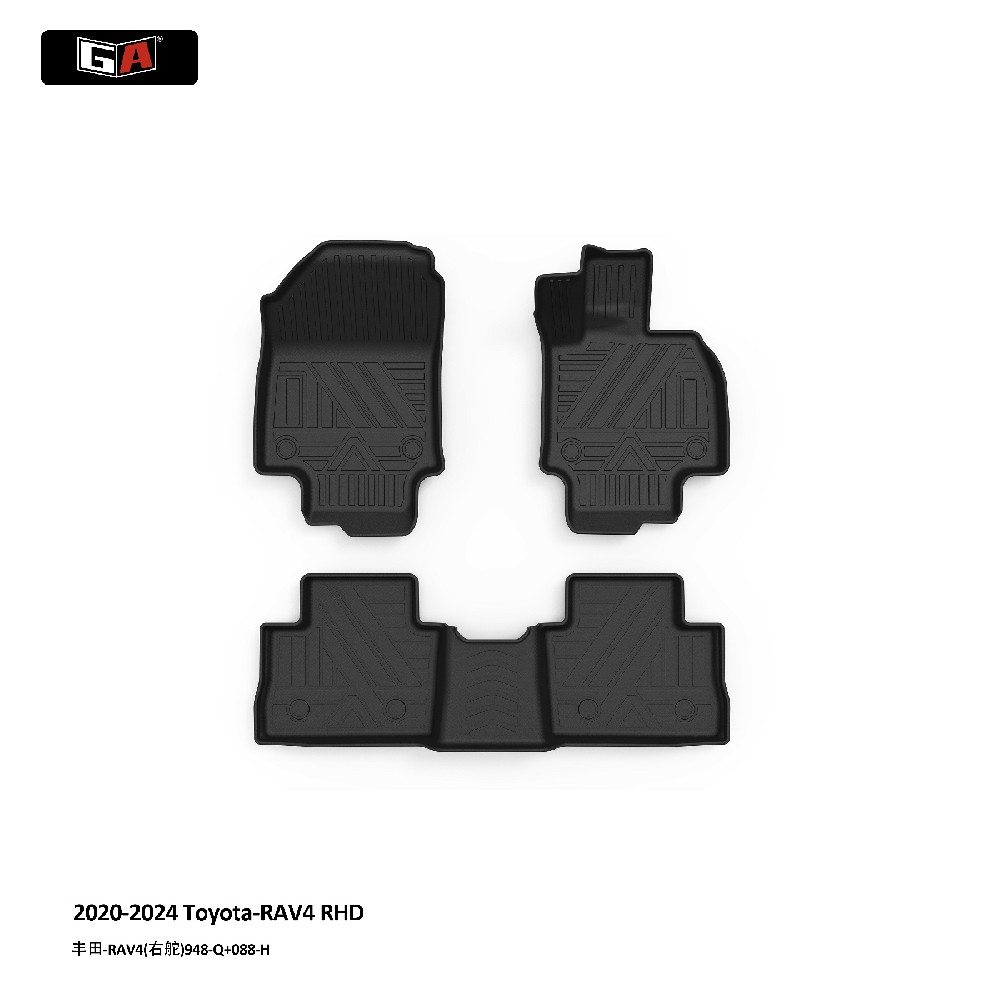 GA 3D TPE Eco Mat for Toyota RAV4 RHD 2020-2024 Non Slip Carpets Easy-clean Car Mats