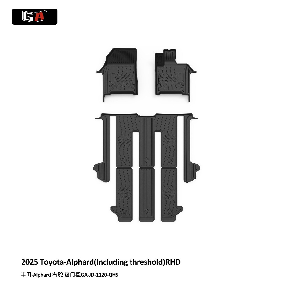 GA Factory Wholesale Custom 3D TPE Car Mats Luxury Car Floor Mats for 2025 Toyota-Alphard RHD