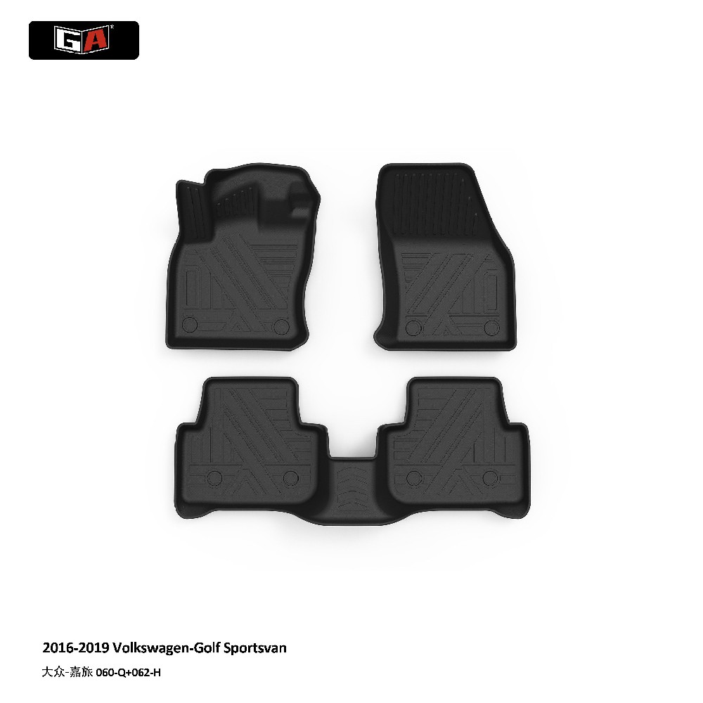 Luxury 3D TPE Waterproof Anti-Slip Car Mats Auto Interior Mat for 16-19 Volkswagen-Golf Sportsvan
