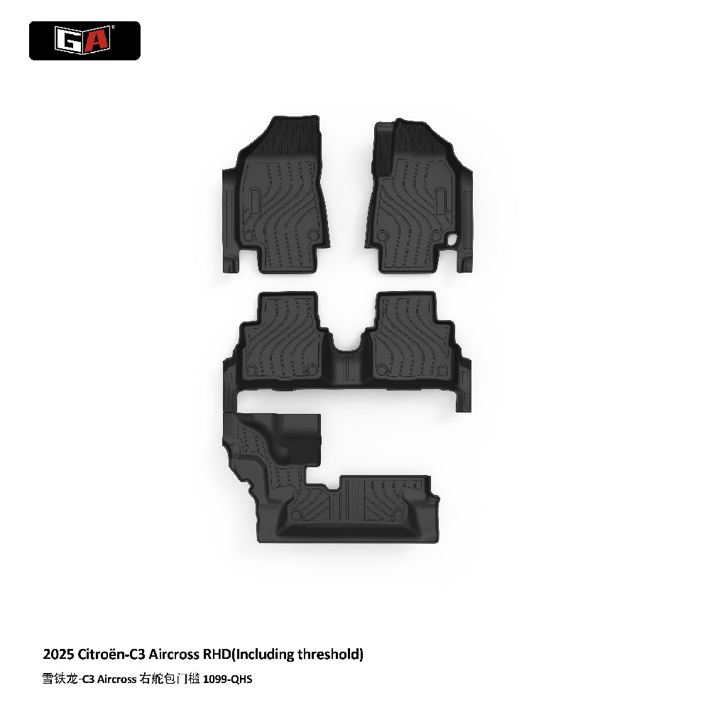 GA 3D TPE RHD Car Mats Compatible Waterproof TPE Floor Car Carpets Mats for 25 Citroën-C3 Aircross