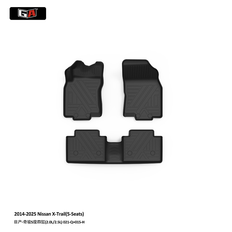 GA Non Skid Perfect Fit TPE Car Mats for 2014-2025 Nissan X-TRAIL 3D Black Car Floor Mats