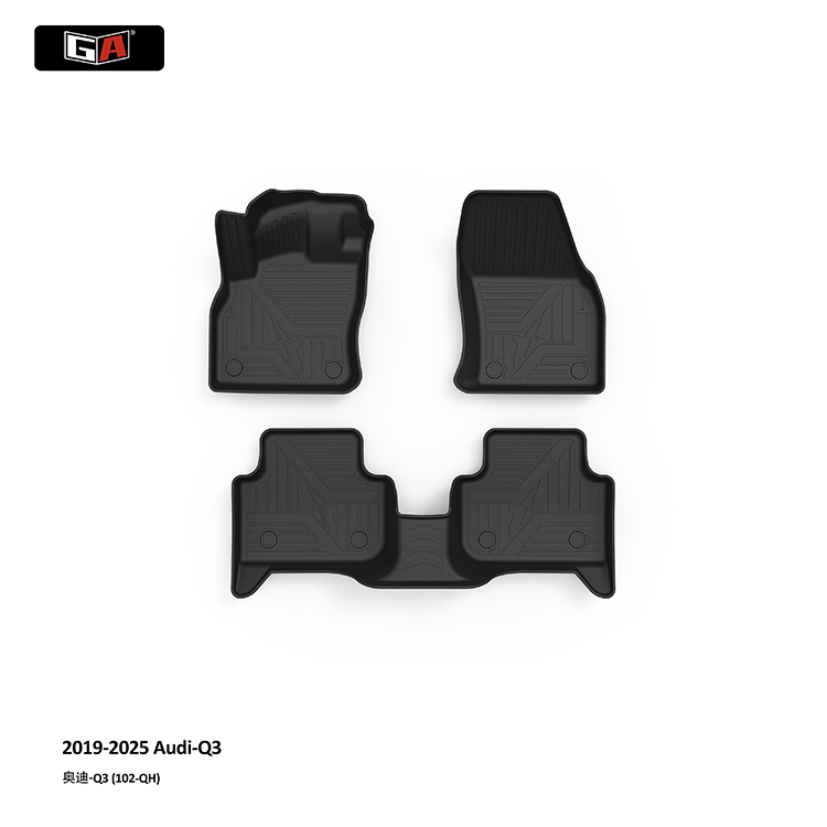 GA Eco-friendly 3D TPE Car Mats for Audi Q3 2019-2025 Black 3-Piece Car Floor Mats Car Accessories