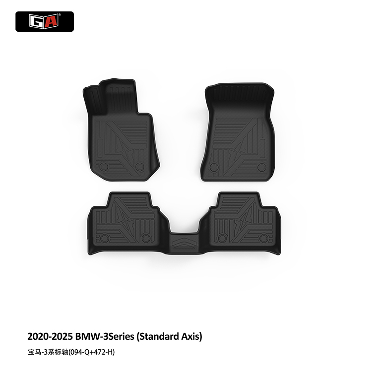 GA Luxury Black TPE Car Floor Mats for BMW 3 Series 2020-2025 Suit Baby and Older People Car Mats