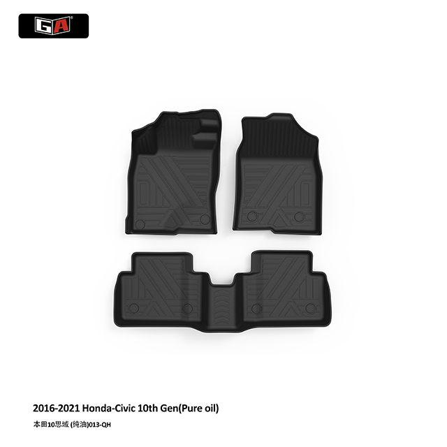 GA All Weather TPE Car Floor Mats for Honda Civic 10th Gen 2016-2021 Black Full Set TPE Car Mats