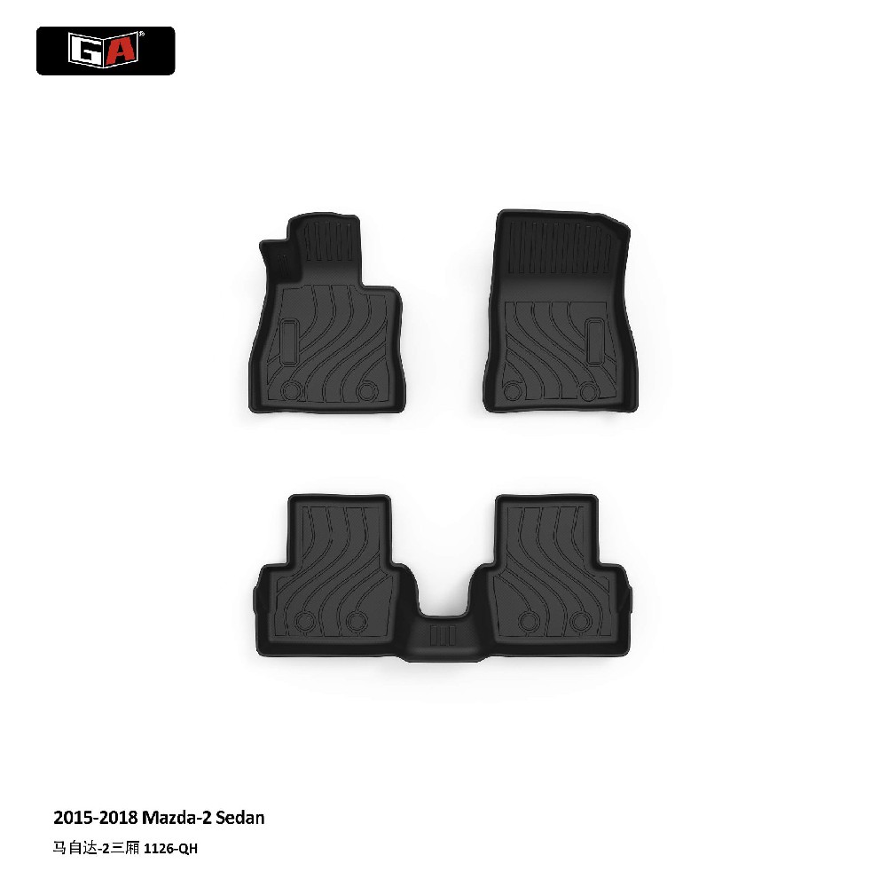 Deep Dish TPE Car Floor Mats for Mazda 2 Sedan 2015-2018 Custom Fit Washable Fully Surrounded