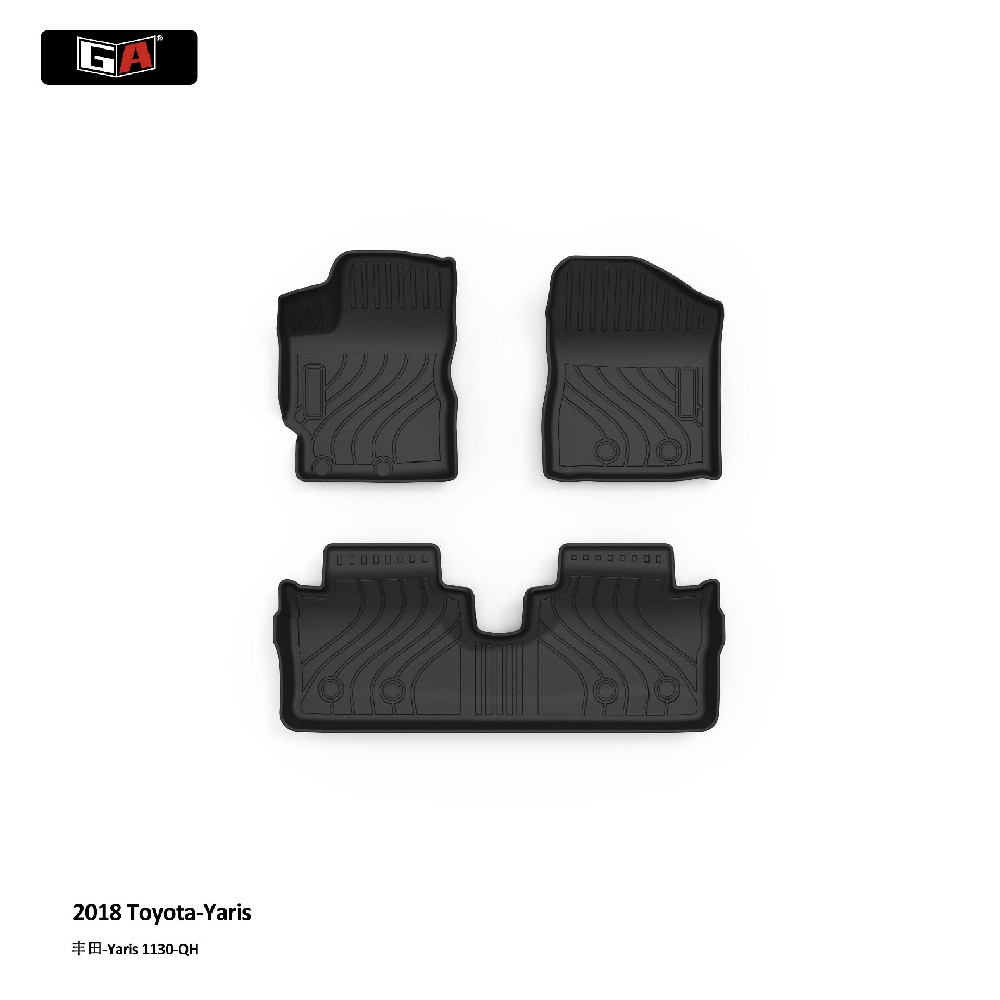 Deep Dish TPE Car Floor Mats for Toyota Yaris 2018 Custom Fit Washable Fully Surrounded Car Foot Mat