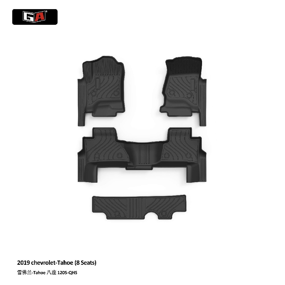 3D TPE Car Floor Mats for Chevrolet Tahoe 2019 8 Seater Heavy Duty Odorless Non-toxic Eco-friendly