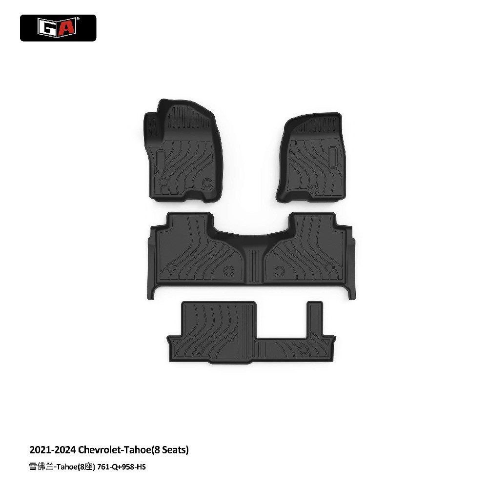 Custom Car Floor Mats for Chevrolet Tahoe 2021-2024 8 Seats Floor Mats & Cargo Liners Waterproof