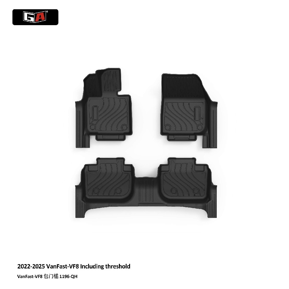 2022-2025 Premium 3D TPE Car Floor Mats for VinFast VF8 Full Sill Protection All-Weather Odorless