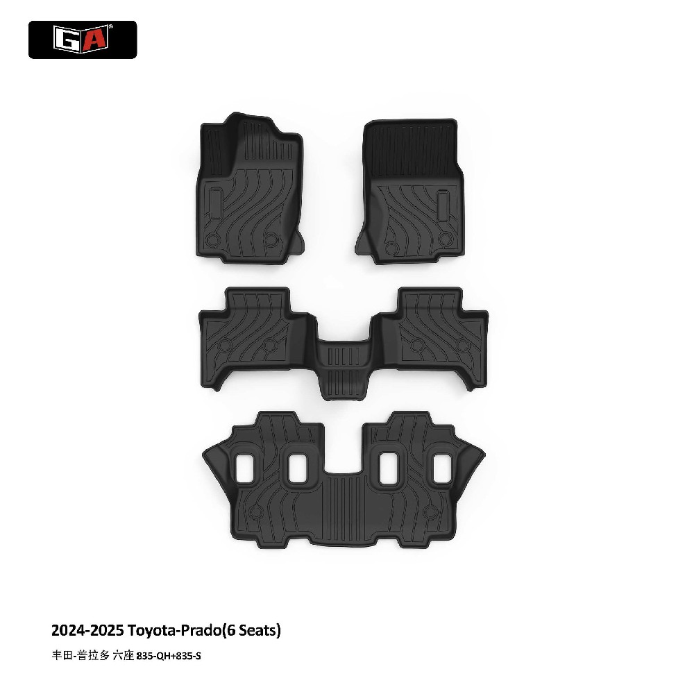1:1 Molded TPE Car Mats for Toyota Prado 2024-2025 6 Seater All-Weather Odorless Eco-friendly Custom