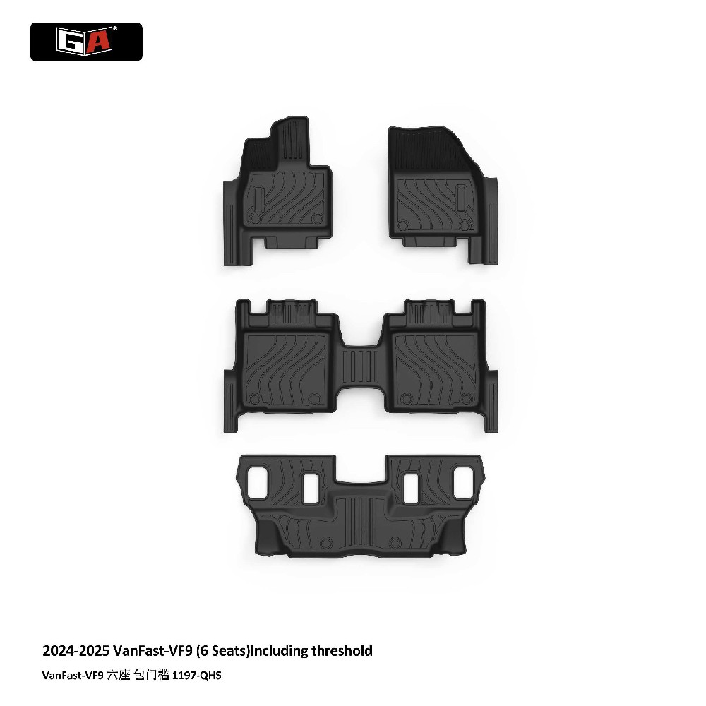 Full Wrap TPE Car Floor Mats for VinFast VF9 2024-2025 6-Seater Complete Set Waterproof Quick Rinse