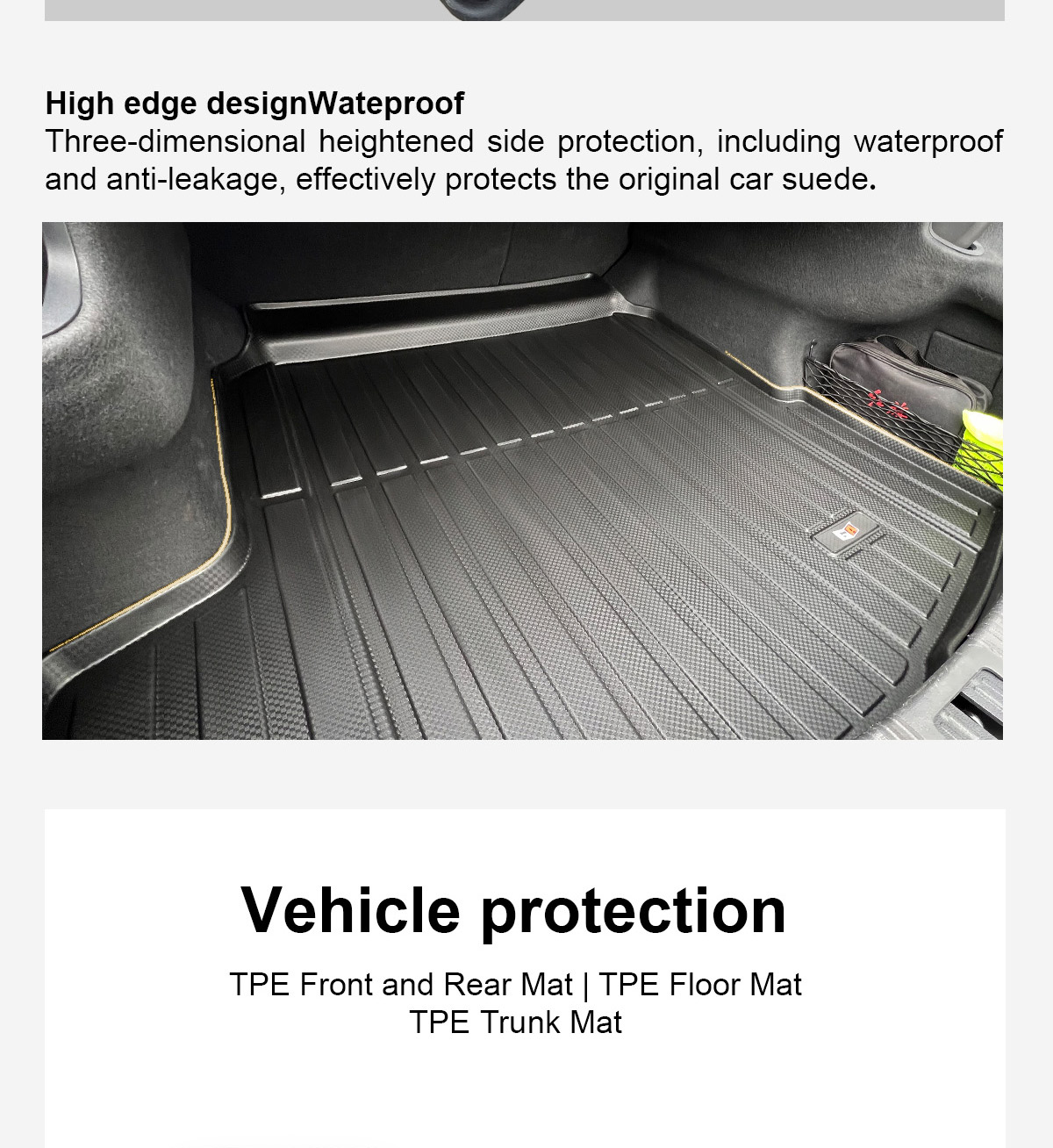 GA Custom Fit 3D TPE Trunk Liner TPE Backrest+Car Trunk Mat for Volkswagen-Tiguan L 2019-2024